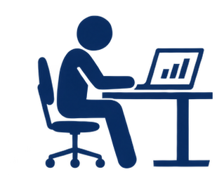 CryptoMatters man with computer notebook at desk icon