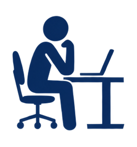 CryptoMatters man with computer notebook at desk icon