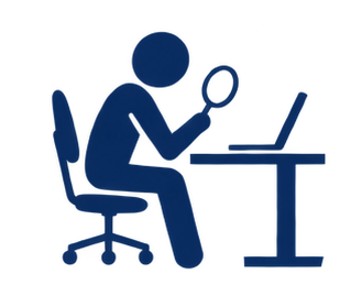 CryptoMatters man with computer notebook at desk icon