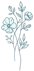 Delicate blue botanical flowering stem illustration